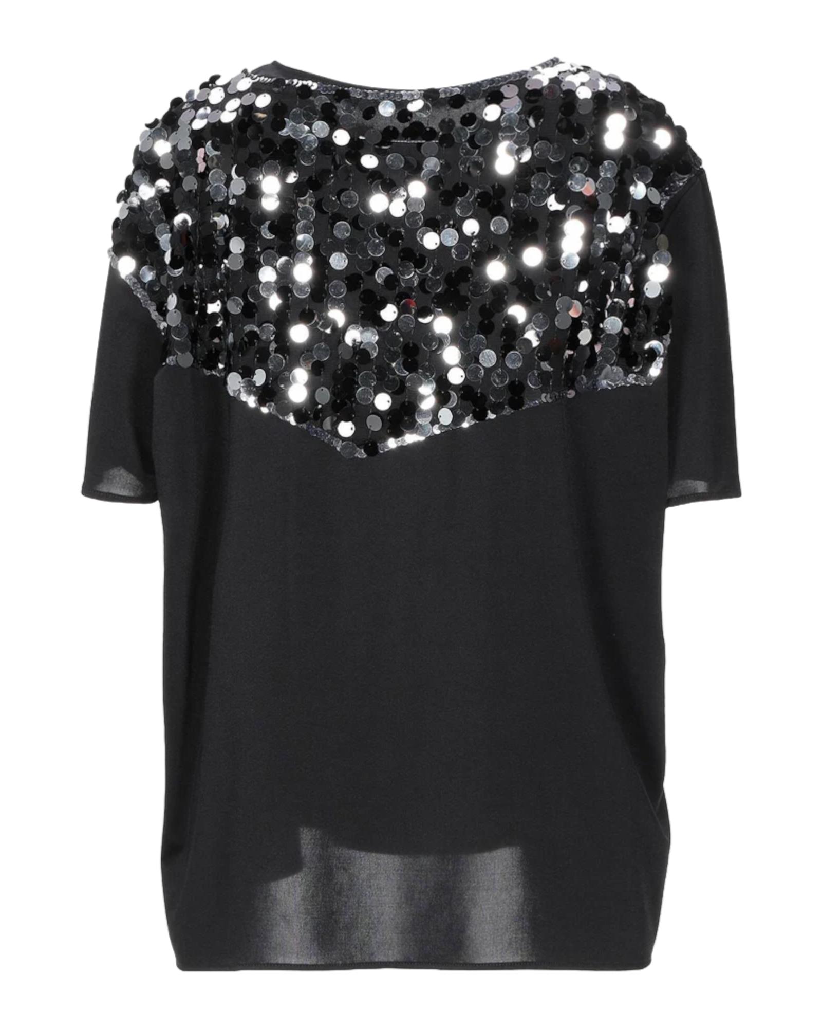 MM6 Margiela Embellished Jersey T-Shirt with Black and Silver Sequins