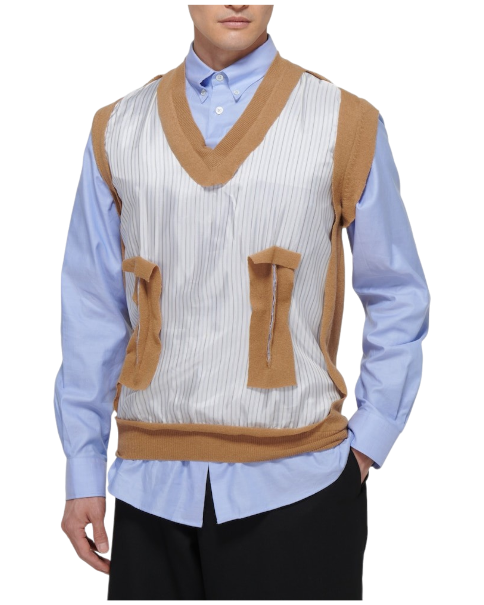 Maison Margiela Blue Spliced Oxford Shirt