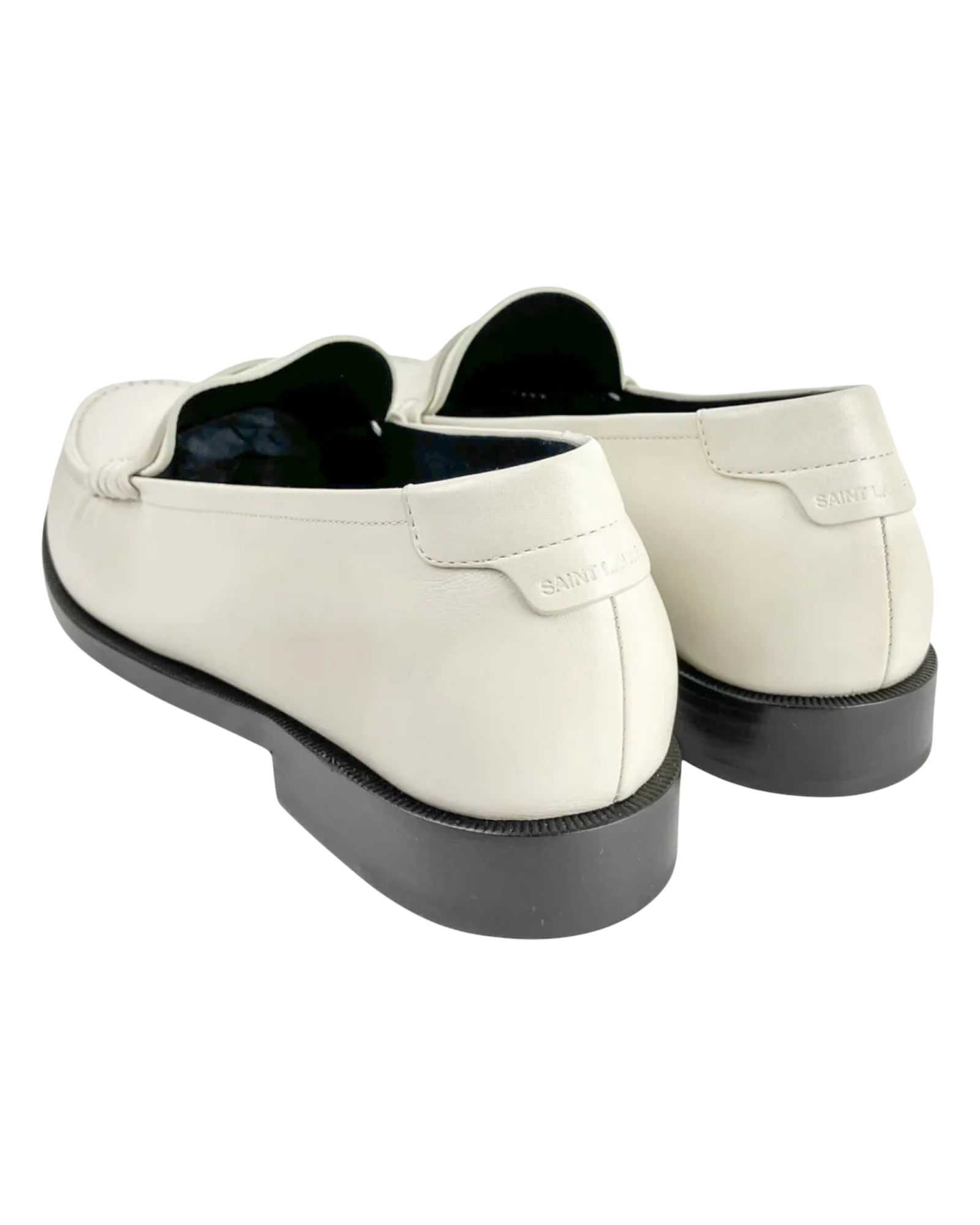 Saint Laurent Le Loafer Monogram Penny Slippers in Pearl