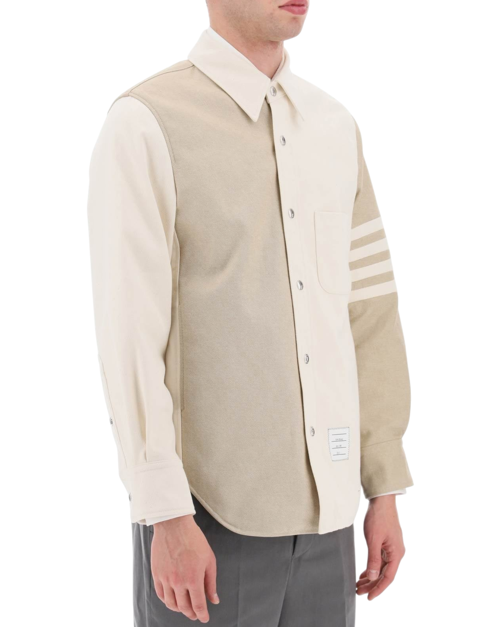 Thom Browne Fun-Mix Selvedge Denim Snap Front Shirt Jacket