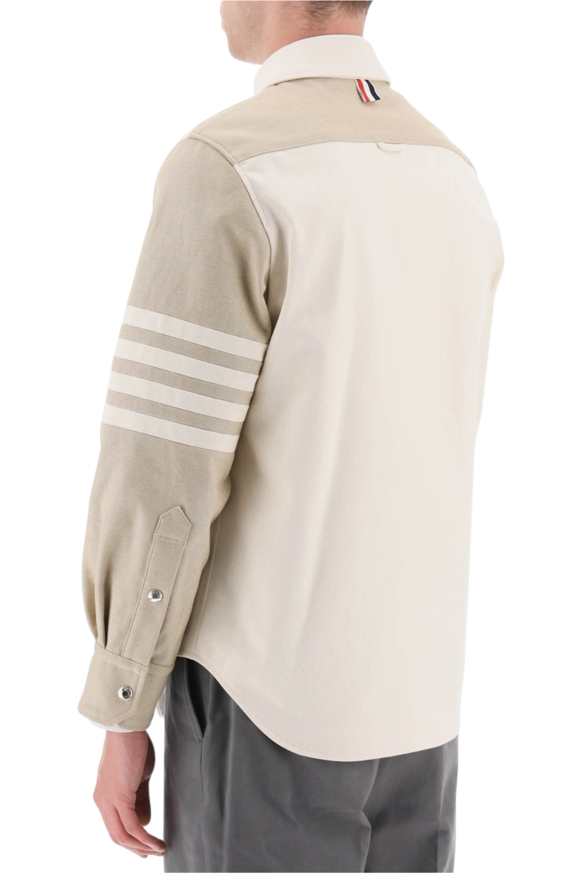 Thom Browne Fun-Mix Selvedge Denim Snap Front Shirt Jacket