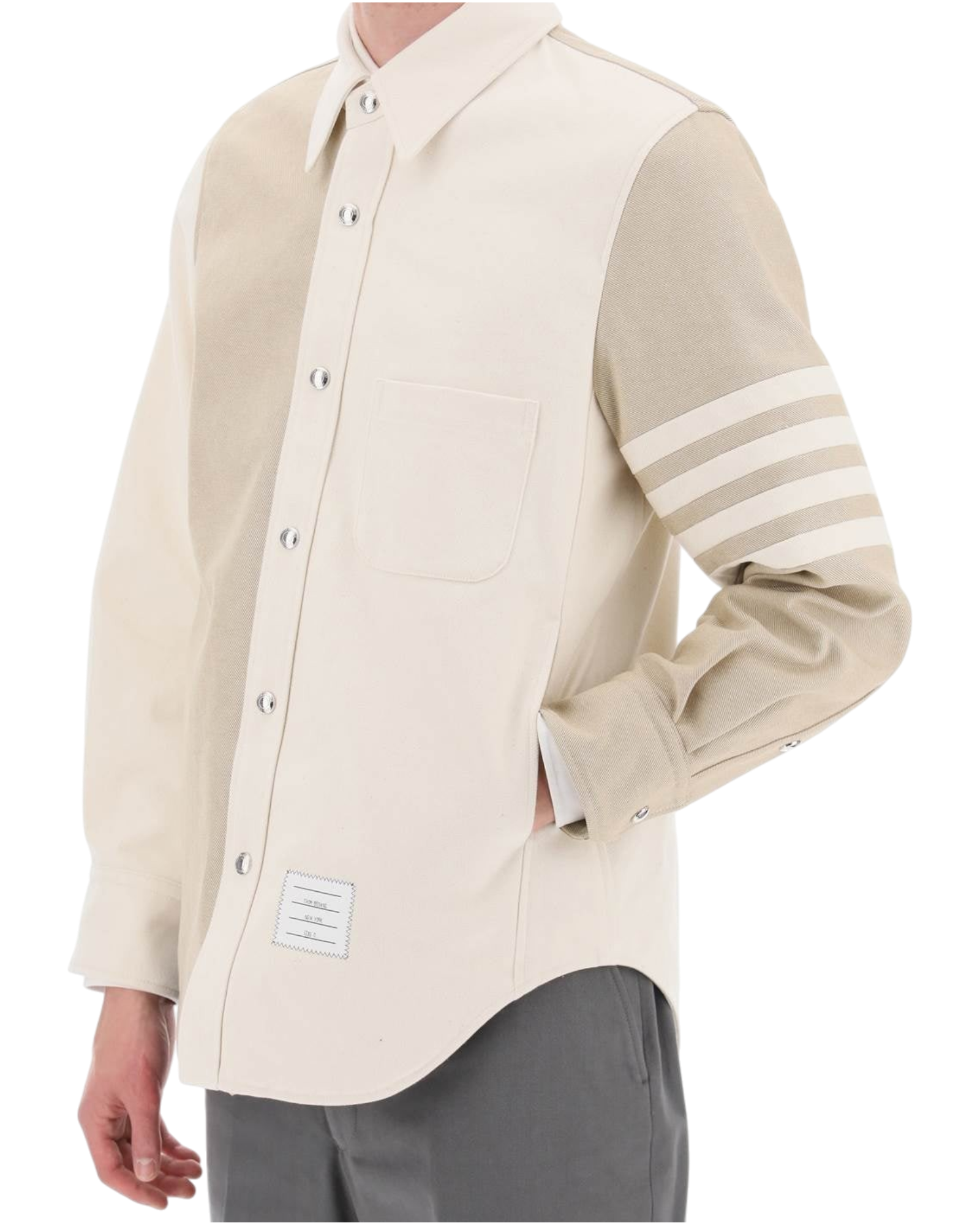 Thom Browne Fun-Mix Selvedge Denim Snap Front Shirt Jacket