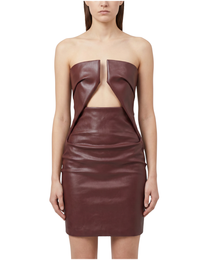 Rick Owens Prong Mini Dress — Brown, Size US 6 / IT 42
