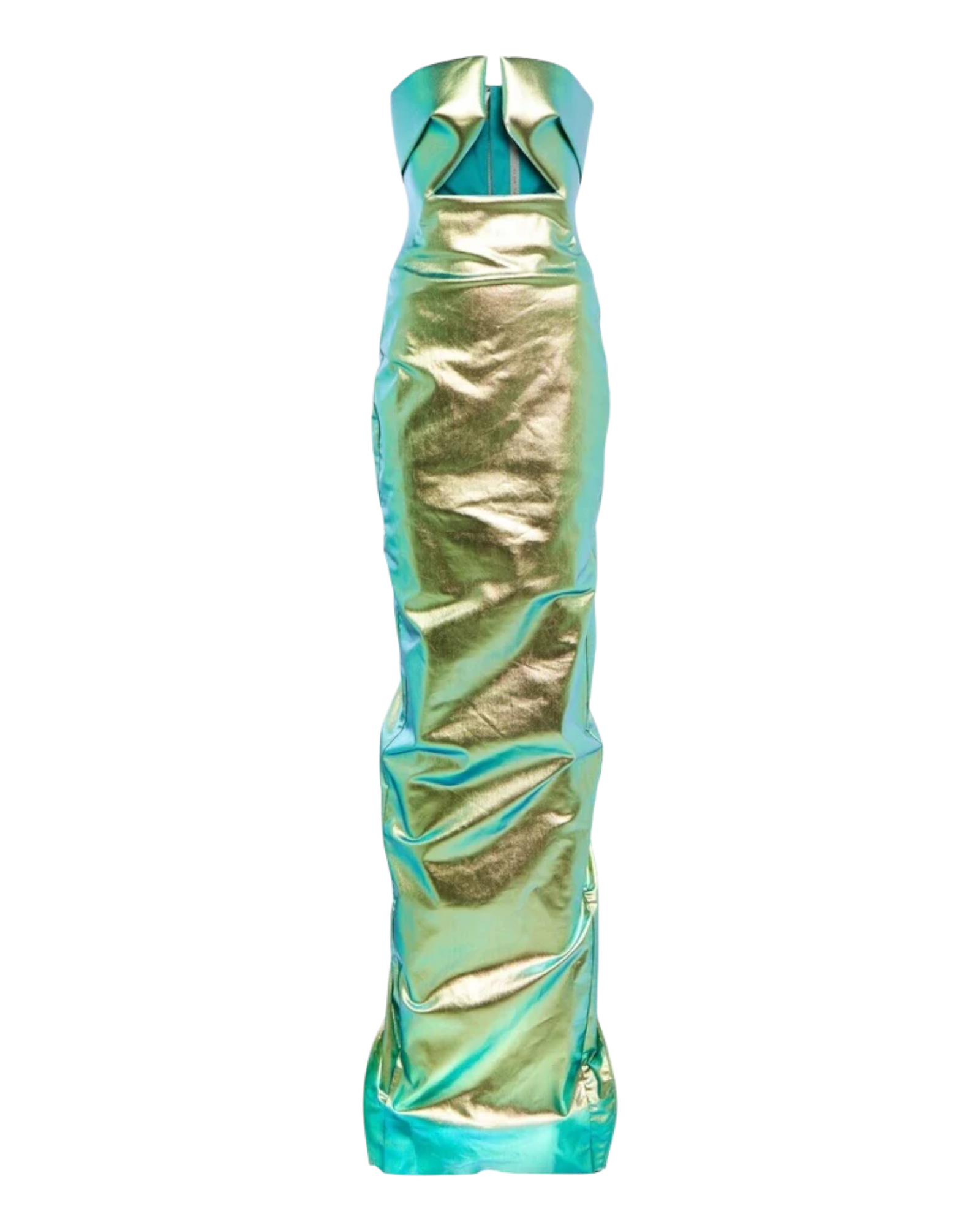 Rick Owens Iridescent Strapless Prong Cutout Gown