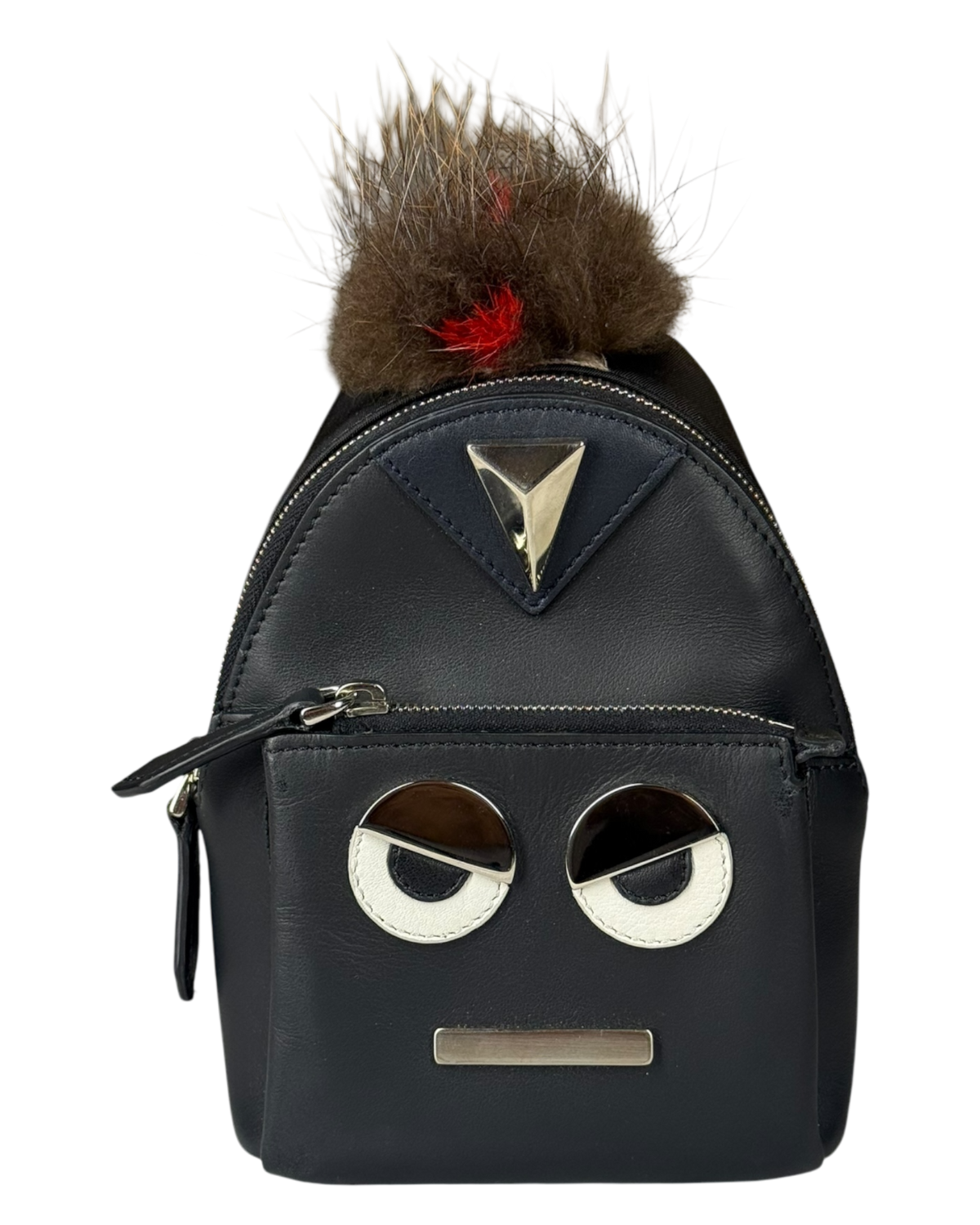 Fendi Bag Bugs Backpack Charm with Mink/Beaver Fur in Black