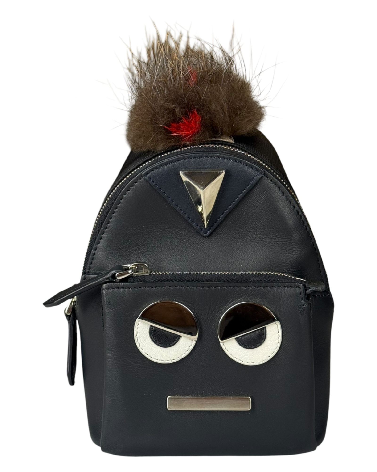 Fendi Bag Bugs Backpack Charm with Mink/Beaver Fur in Black