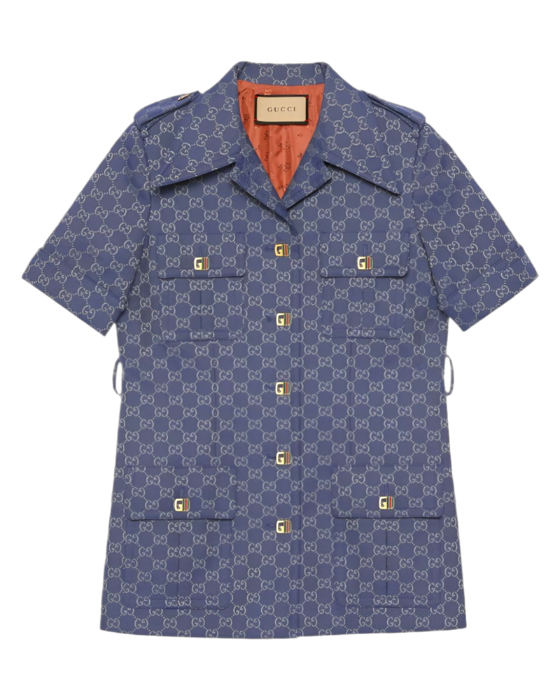 Gucci Interlocking GG Canvas Jacket Dress in Blue