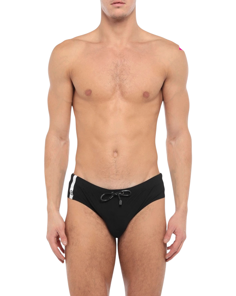 Dolce & Gabbana High-Waisted Swim Briefs — Black/White, Size 6 (L-XL)