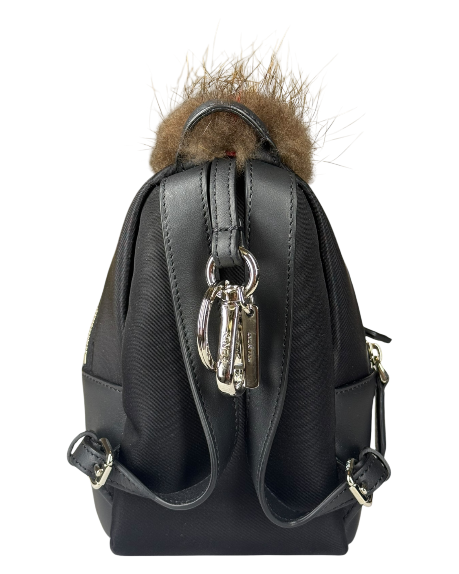 Fendi Bag Bugs Backpack Charm with Mink/Beaver Fur in Black