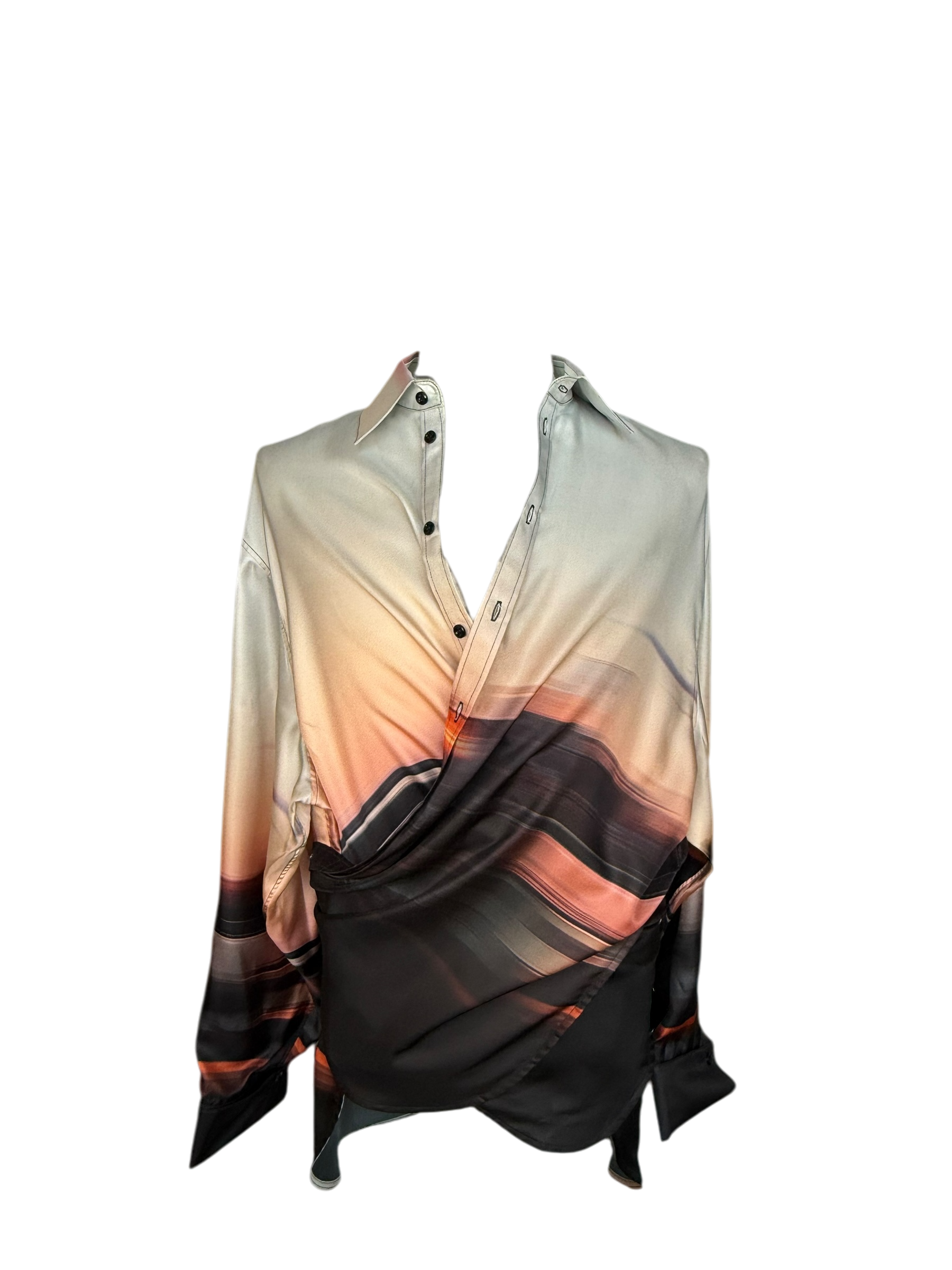 Peter Do Wrap Shirt in Blurred City