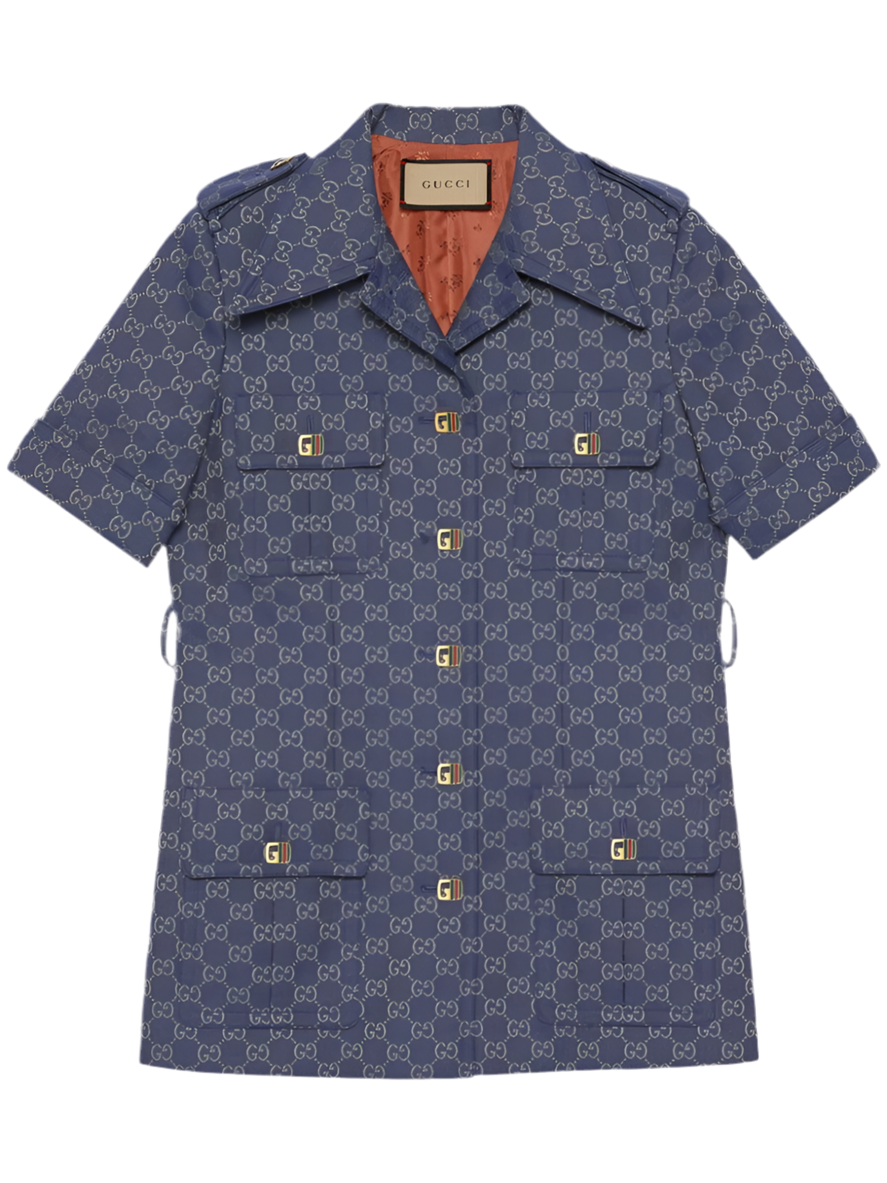 Gucci Interlocking GG Canvas Jacket Dress in Blue