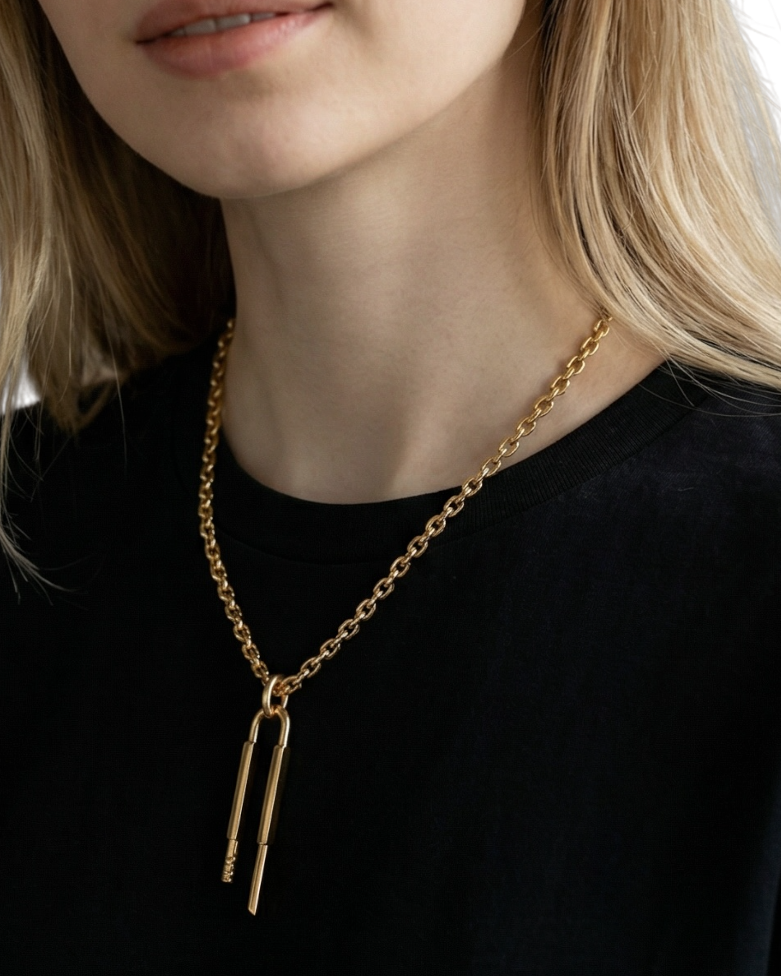 Givenchy Gold-Tone Padlock Pendant Chain Necklace