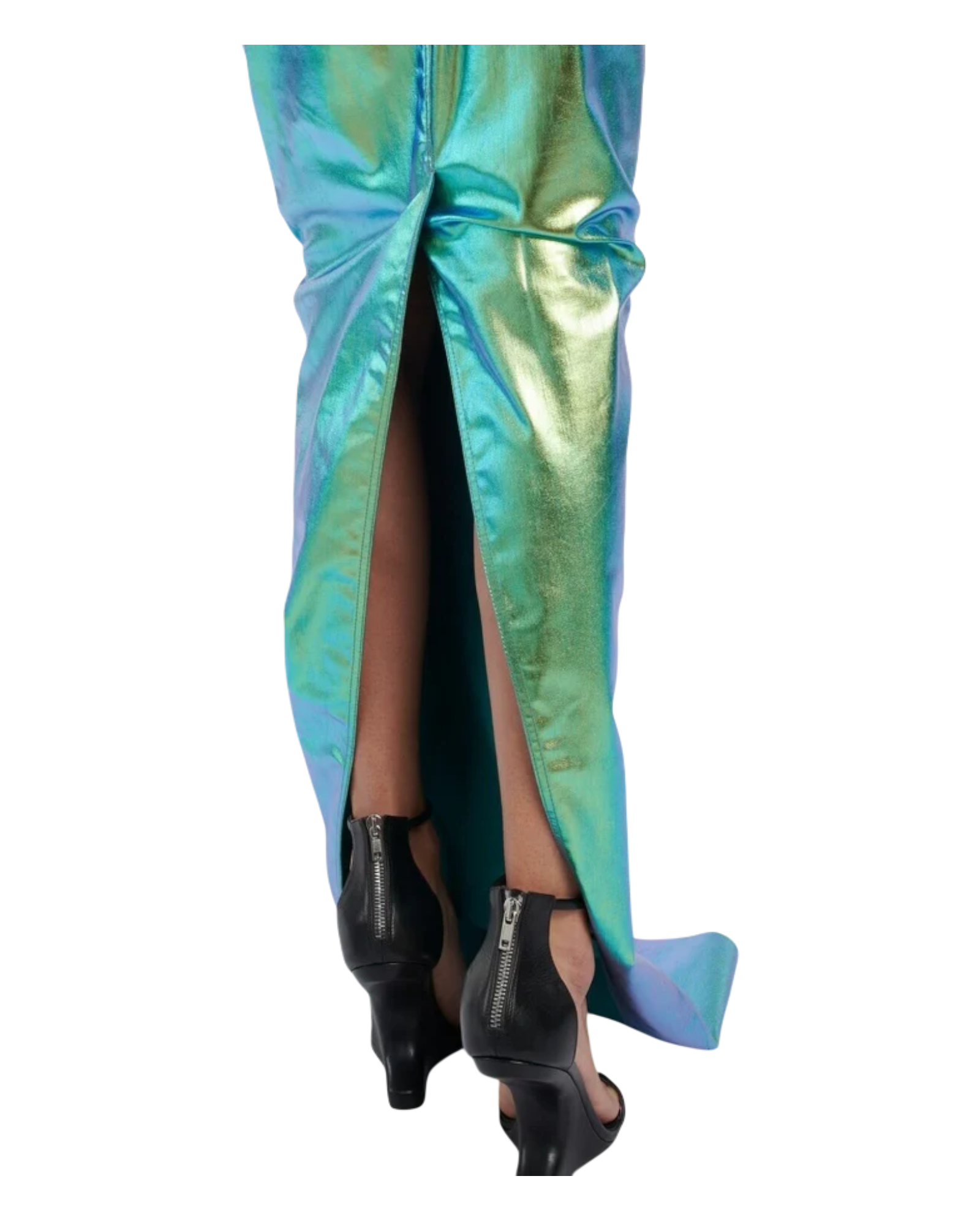 Rick Owens Iridescent Strapless Prong Cutout Gown