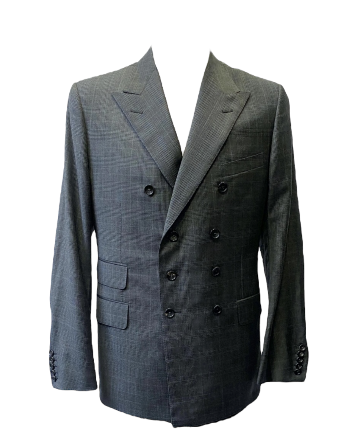 Gucci Grey Glen Plaid Double-Breasted Wool Suit
