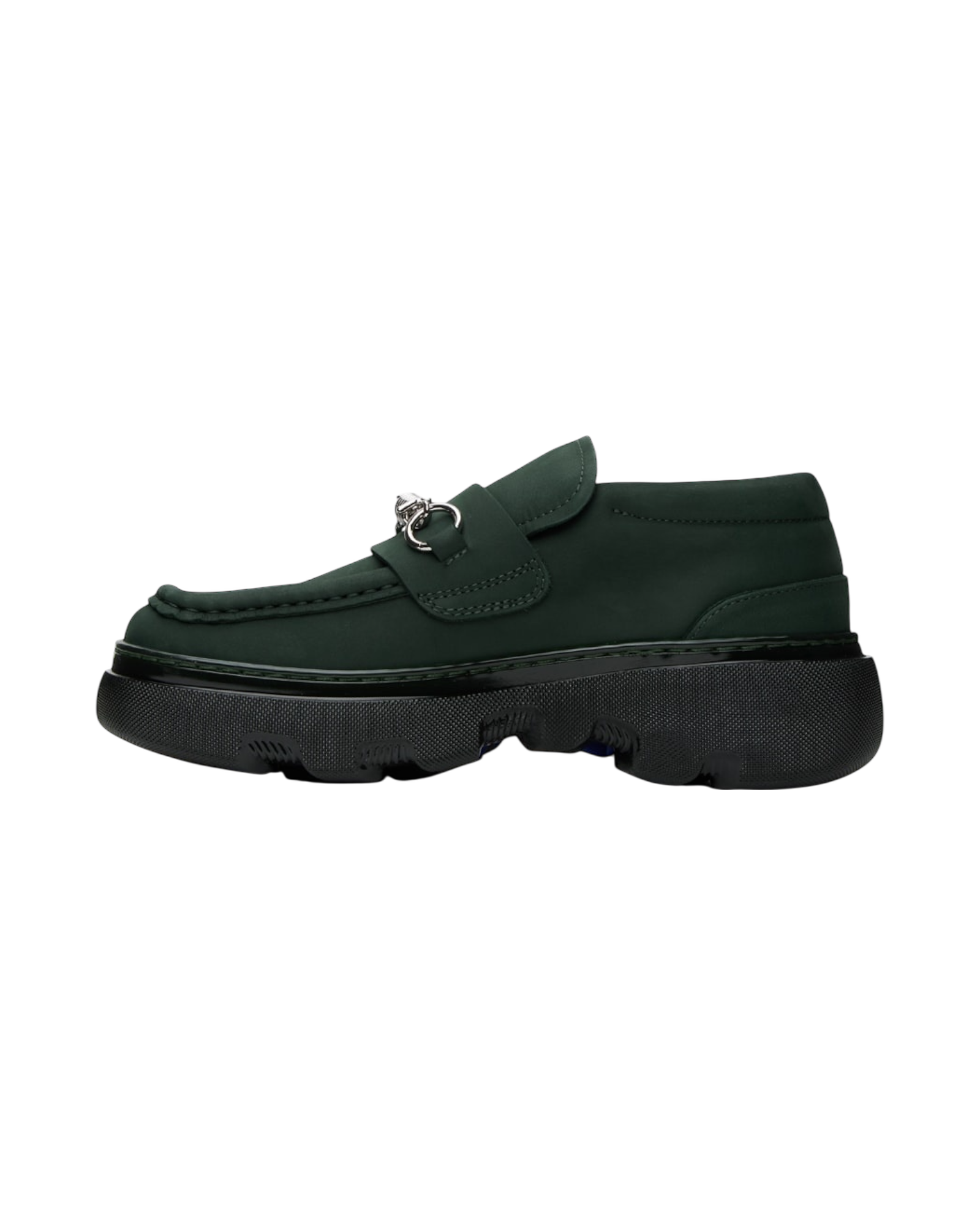Burberry Creeper Clamp Loafers in Green Nubuck
