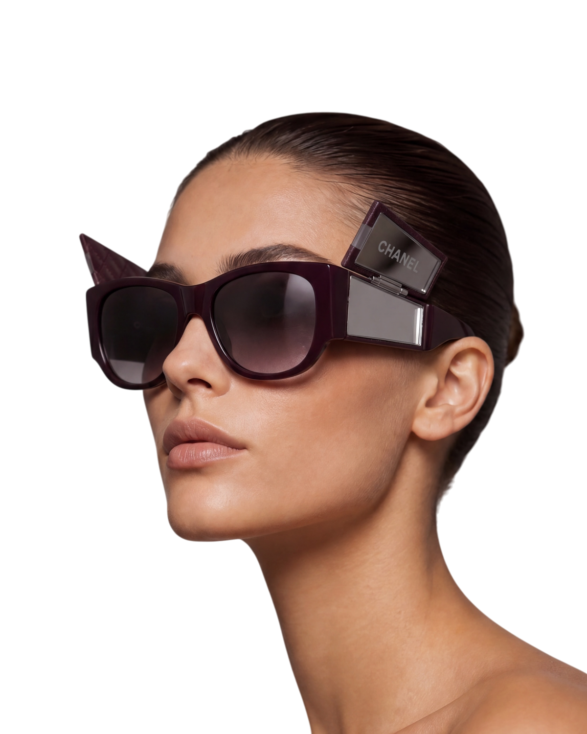 Chanel 5202-Q Quilted Flip-Up Mirror Sunglasses — Burgundy