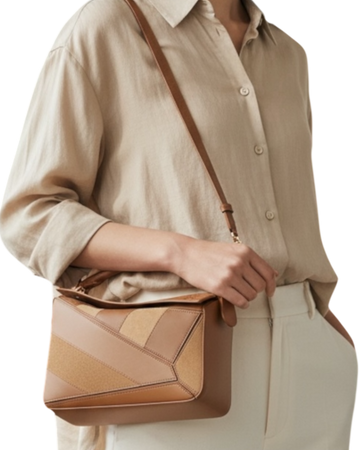 Loewe Puzzle Small Leather & Suede Bag