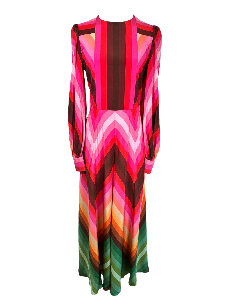 Valentino Garavani Long-Sleeve Rainbow-Print Maxi Dress