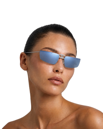 Chanel 4040 Foldable Rimless Sunglasses — Silver