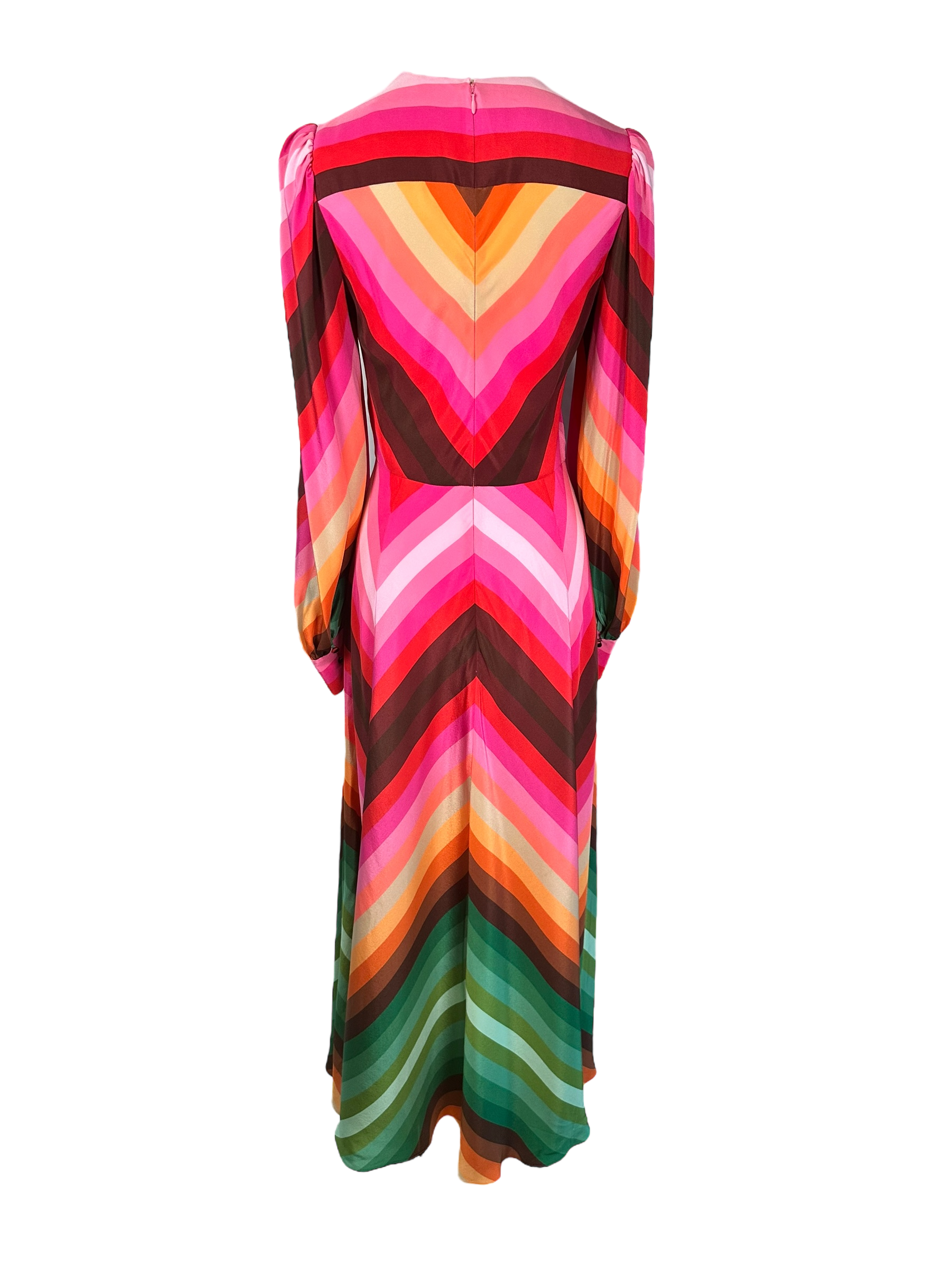 Valentino Long-Sleeve Rainbow-Print Maxi Dress