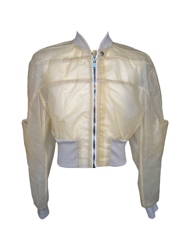 Rick Owens Girdered Bomber Cropped in Transparent Leather