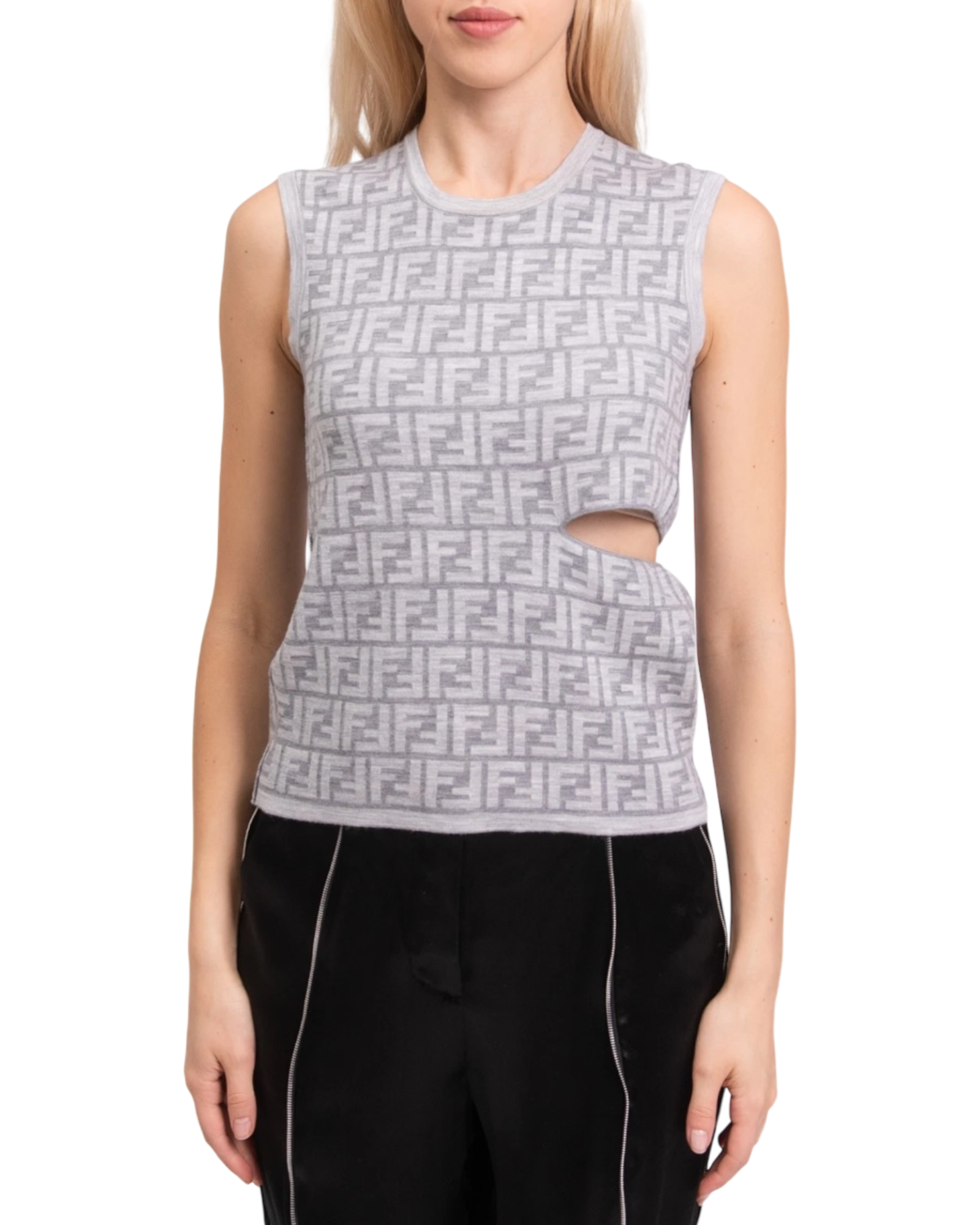 Fendi FF Monogram Cut-Out Knit Top