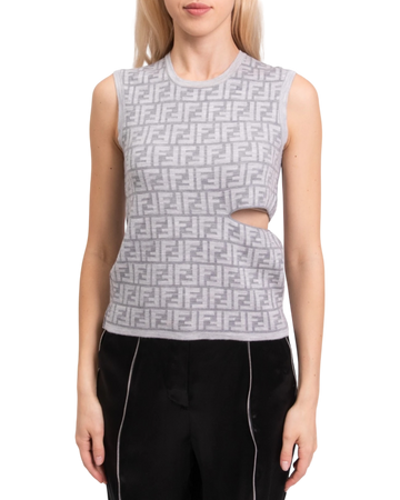 Fendi FF Monogram Cut-Out Knit Top