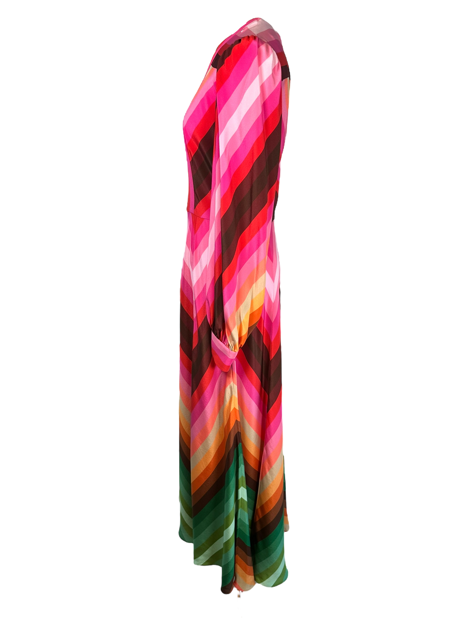 Valentino Long-Sleeve Rainbow-Print Maxi Dress