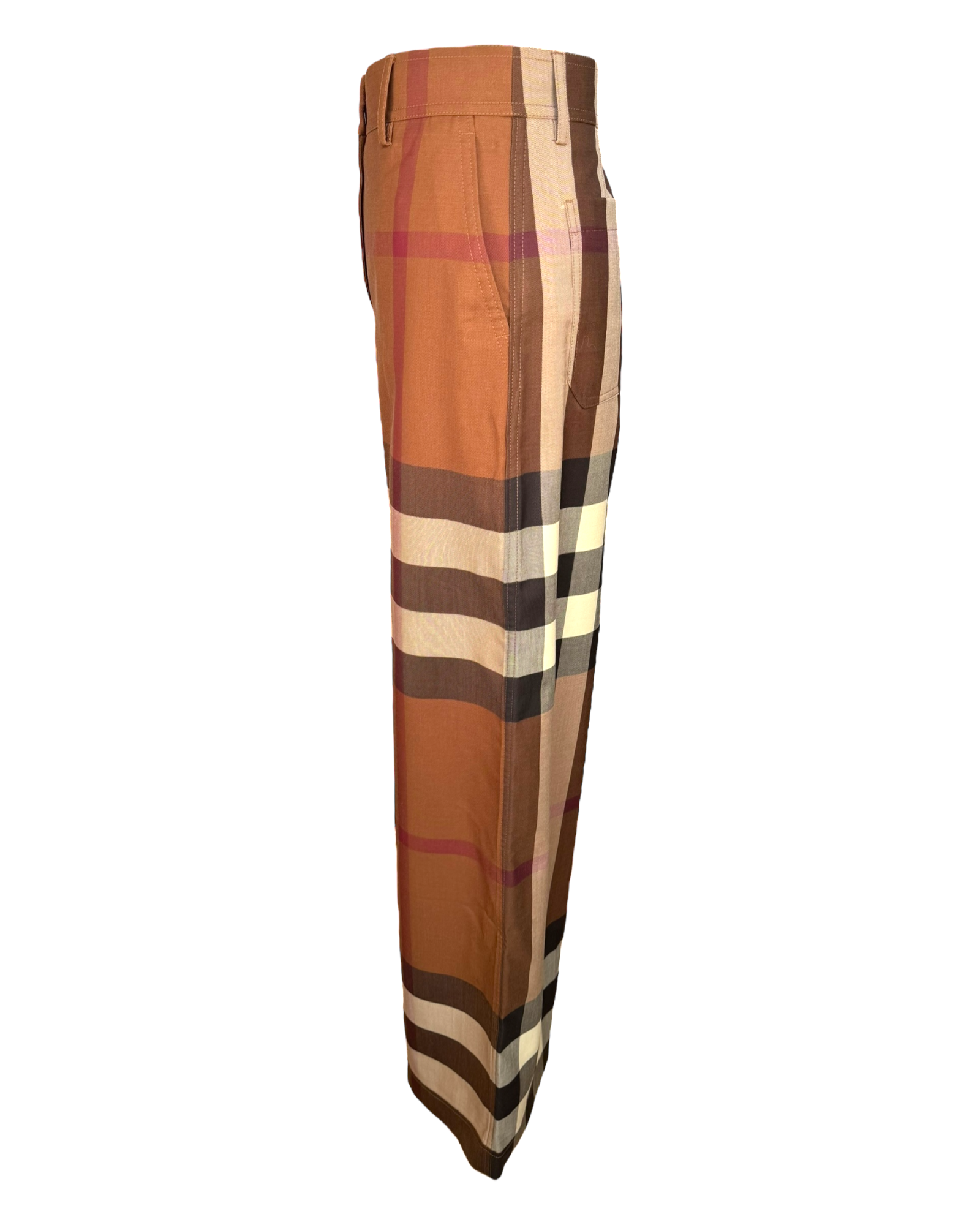 Burberry Wool Wide-Leg Check Trousers