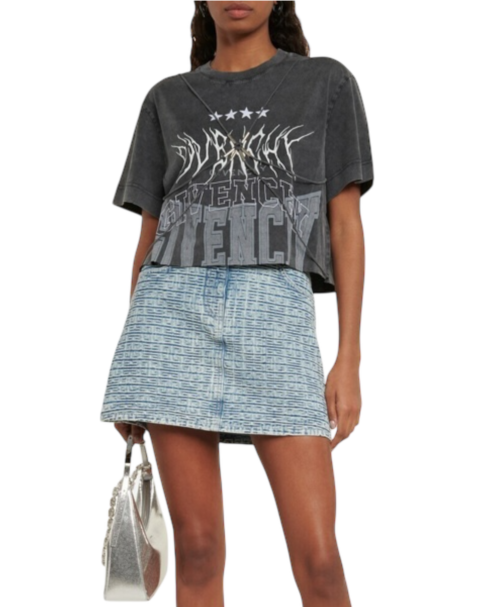 Givenchy Multi-Logo Harness Grey Crop Top