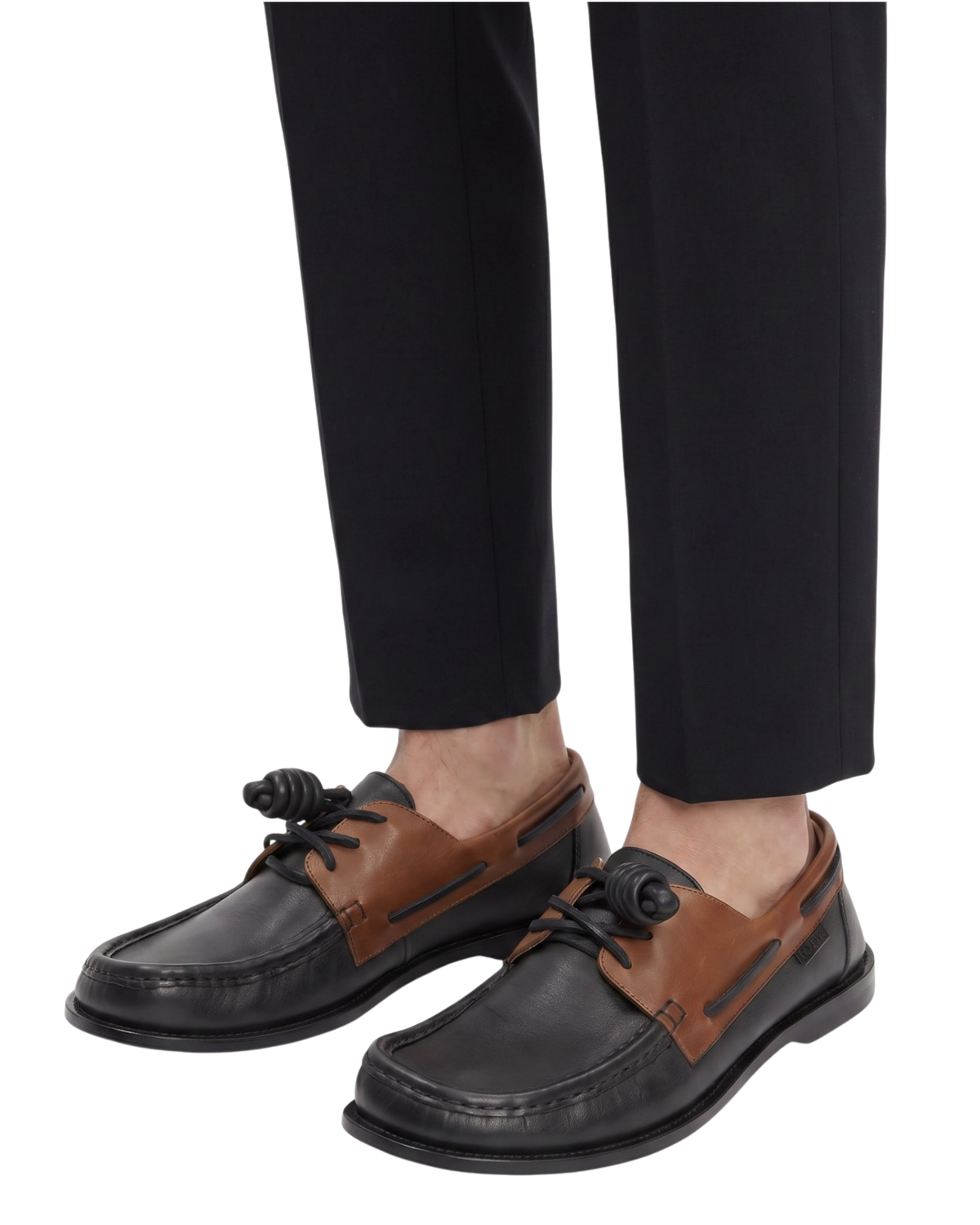 Loewe Campo Leather Boat Shoe — Black/Brown, Size US 11 / EU 44