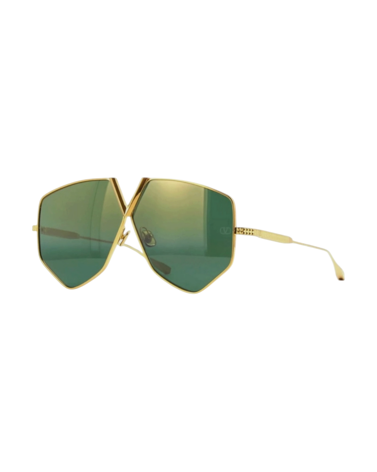 Valentino Garavani V-Hexagon Sunglasses — Gold, VLS115B