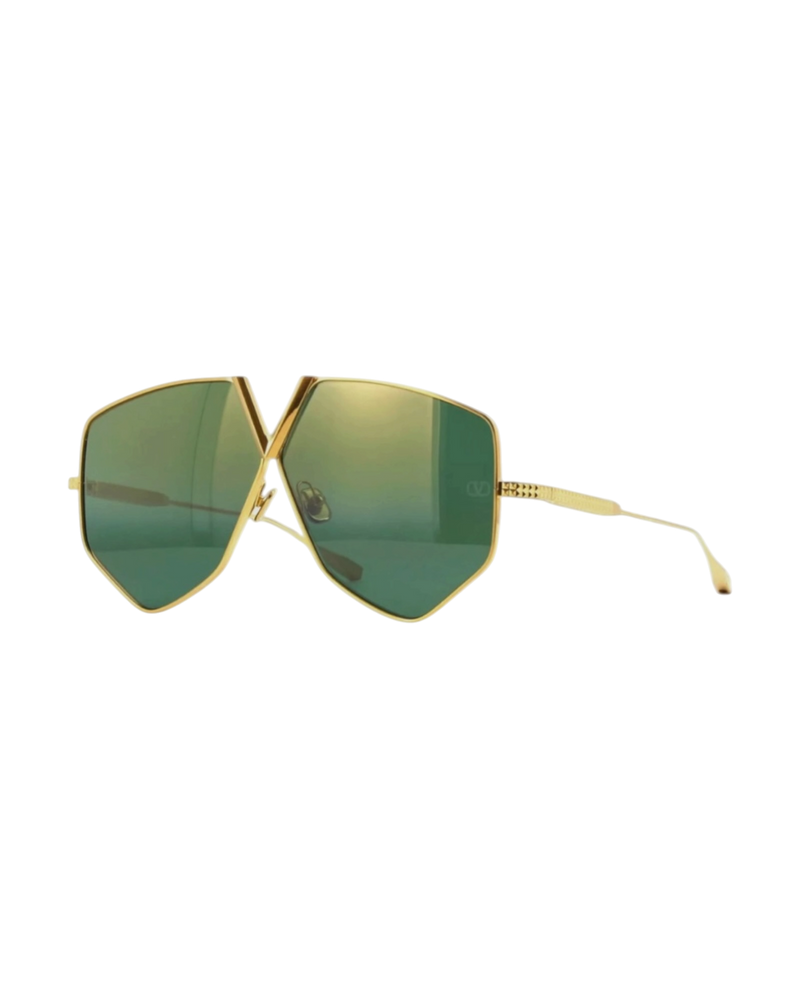 Valentino Garavani V-Hexagon Sunglasses — Gold, VLS115B
