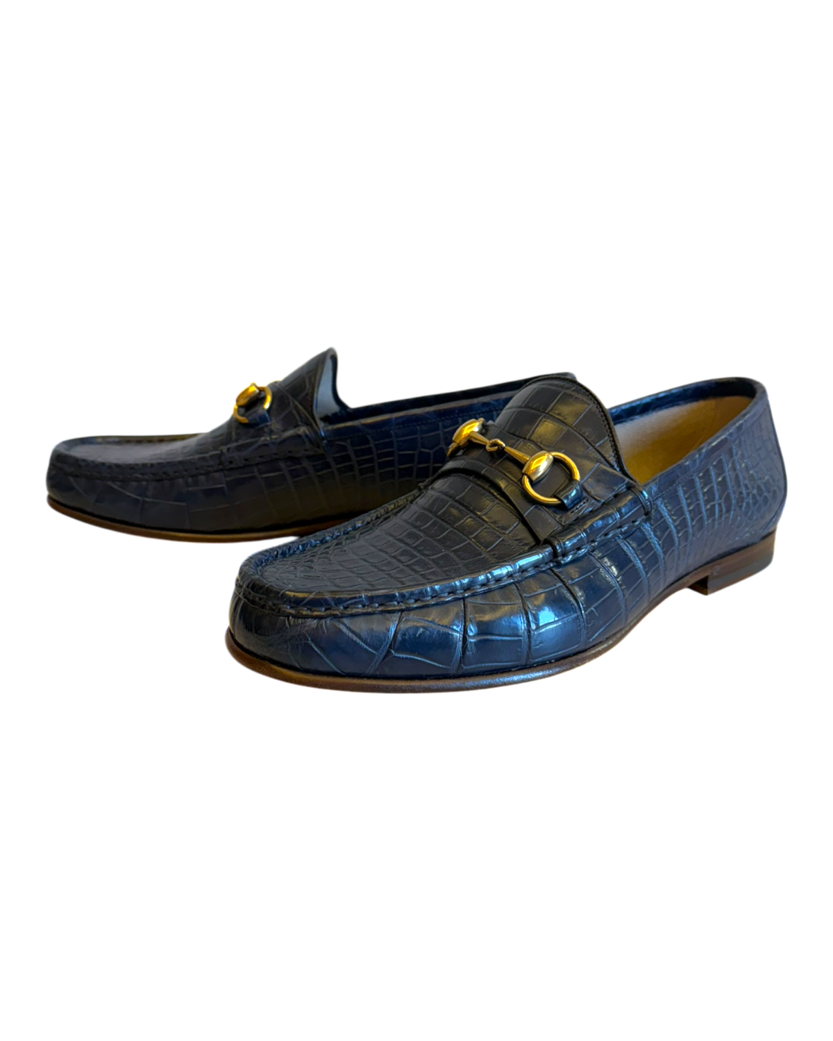 Gucci 1953 Horsebit Crocodile Loafers in Blue