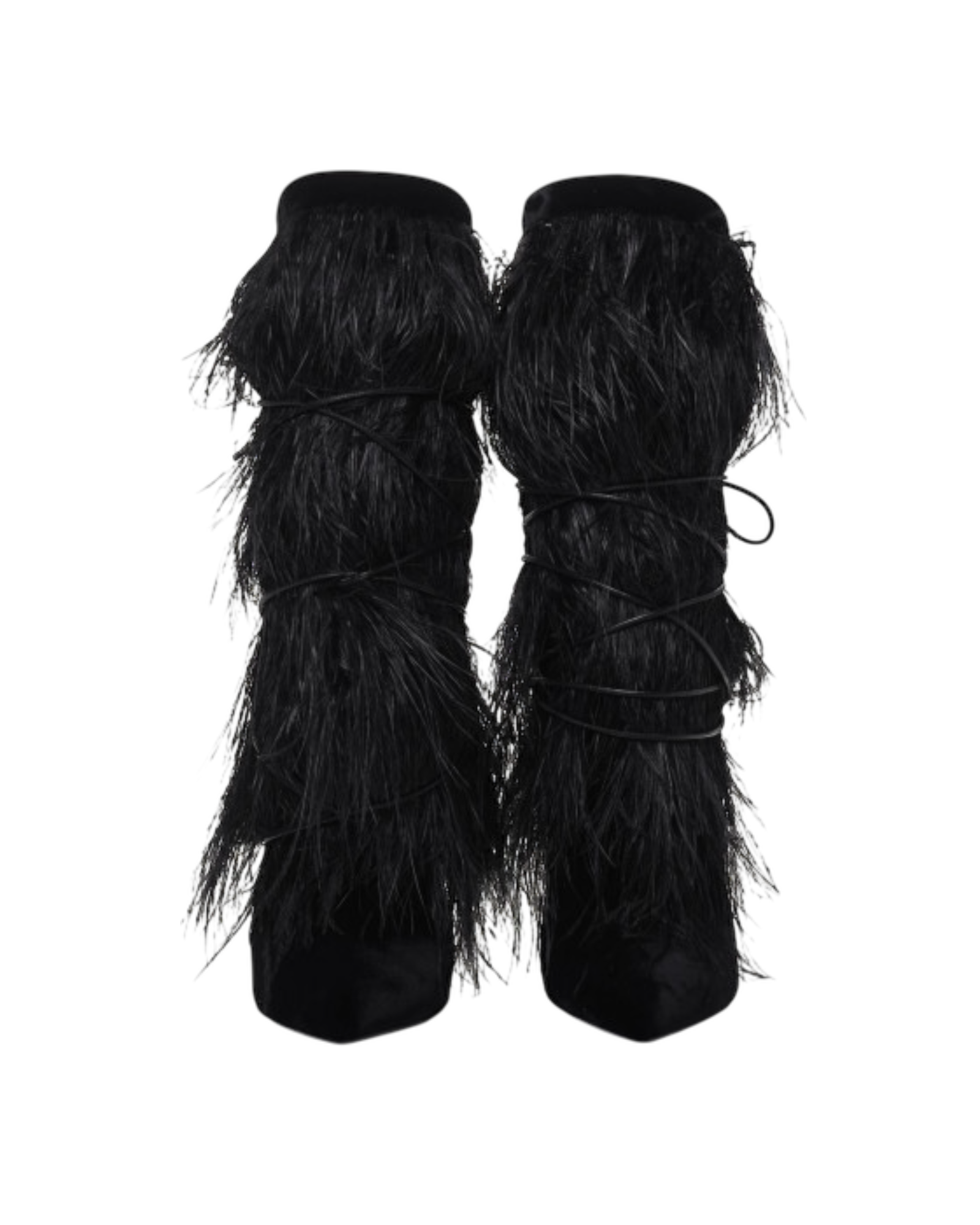 Saint Laurent Yeti Ostrich Feather Embellished Velvet Boots