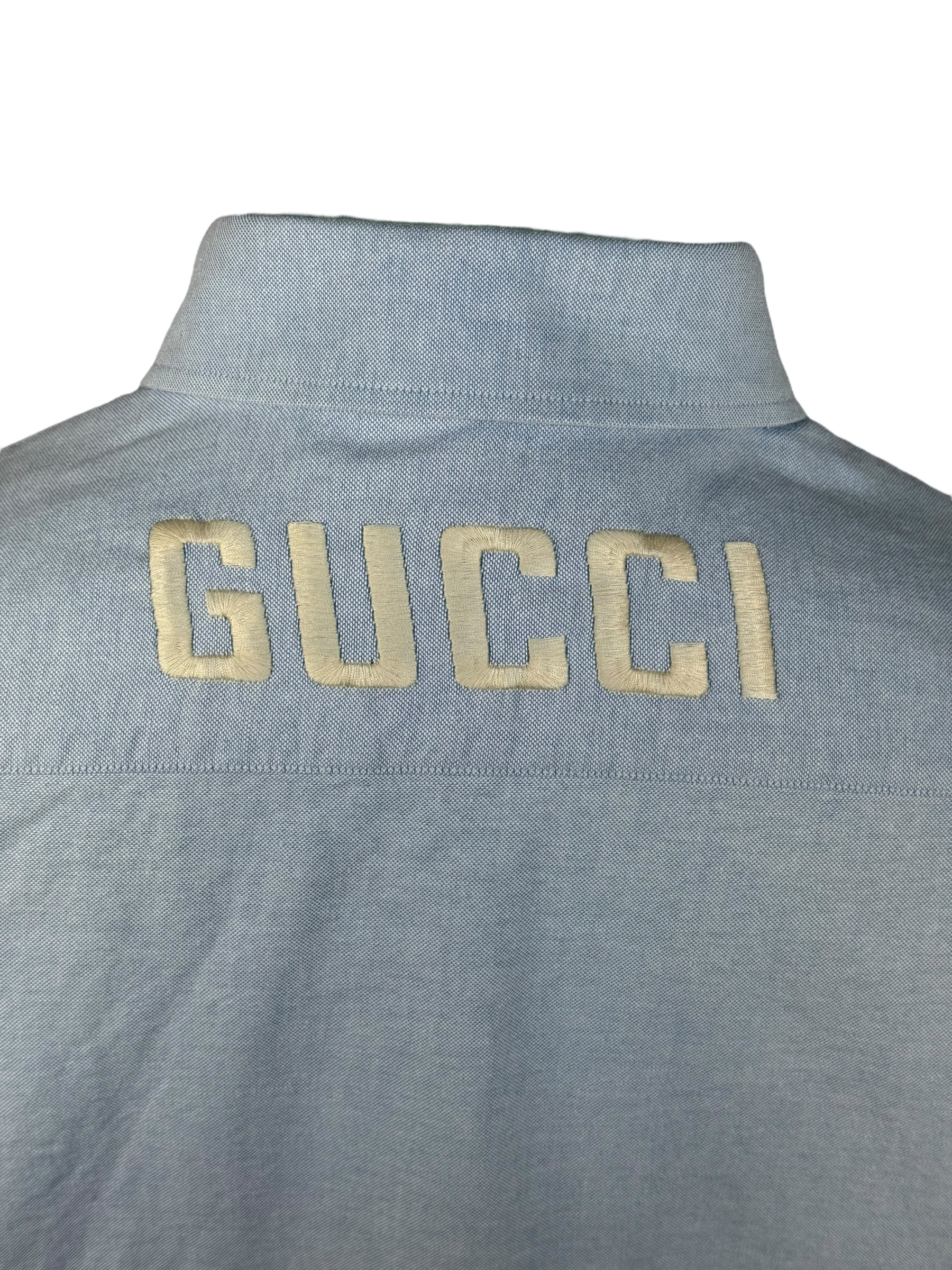 Gucci Oxford Cotton Shirt with Logo Embroidered