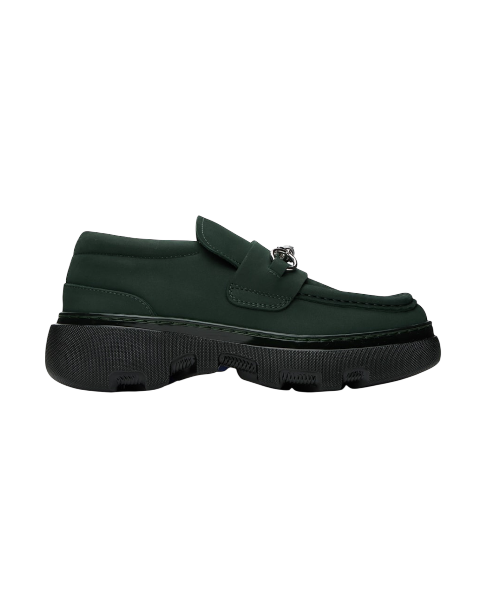 Burberry Creeper Clamp Loafers in Green Nubuck