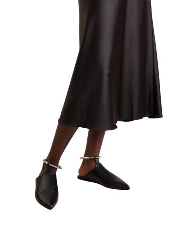 Alaïa Lambskin Ankle Strap Ballerina Flat — Black, Size US 8 / EU 38