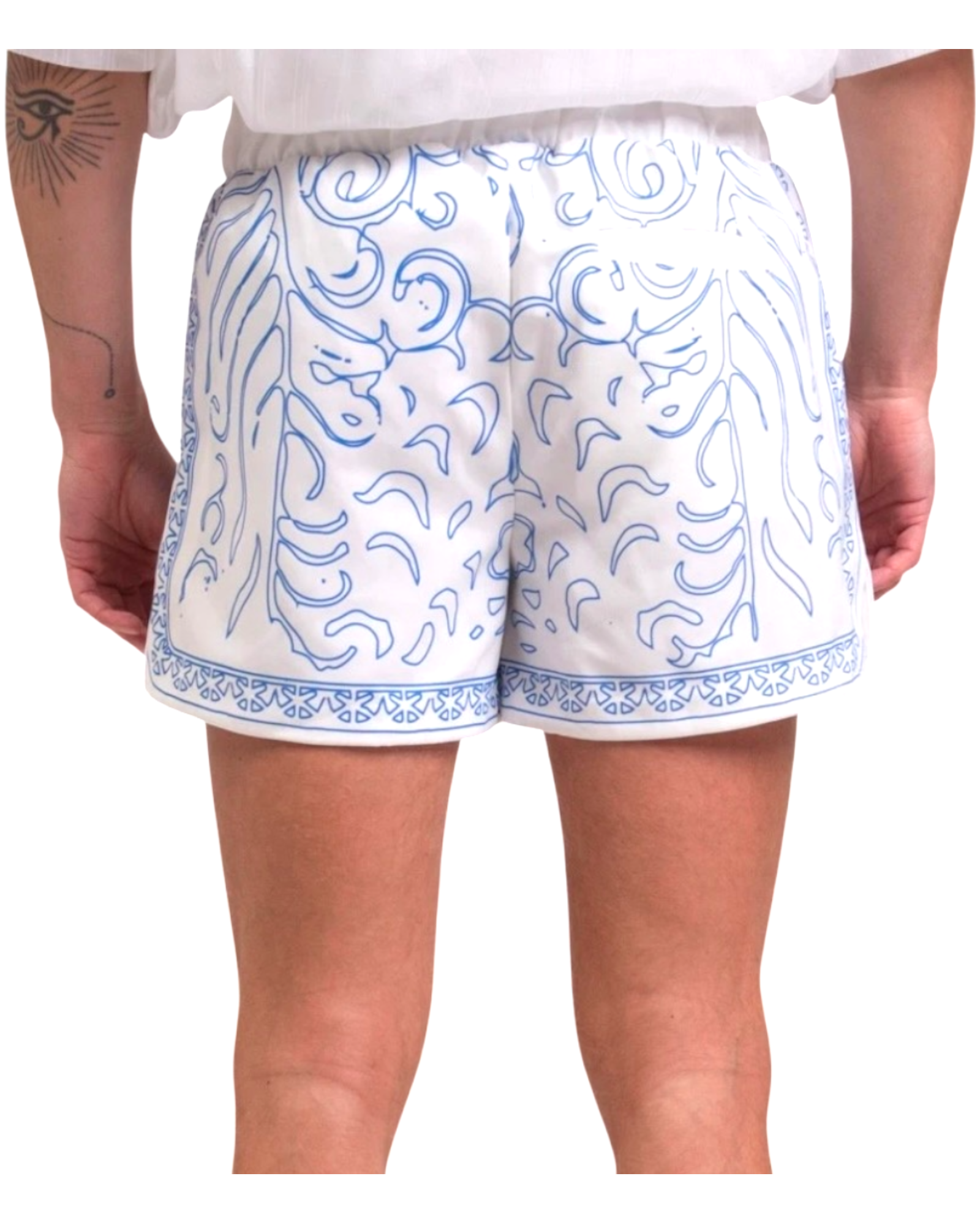 Rhude Paisley Boxing Shorts – Blue & White