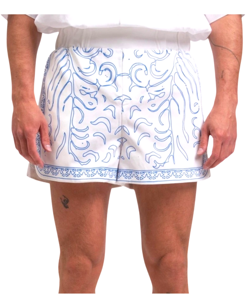 Rhude Paisley Boxing Shorts – Blue & White