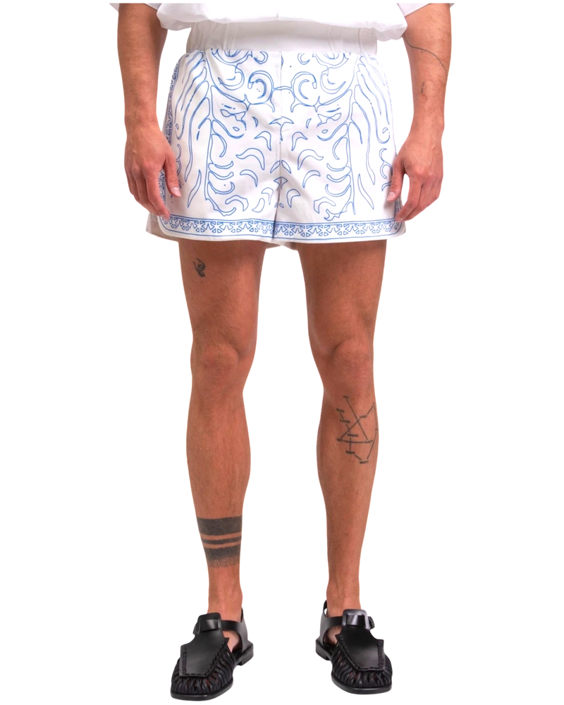 Rhude Paisley Boxing Shorts – Blue & White