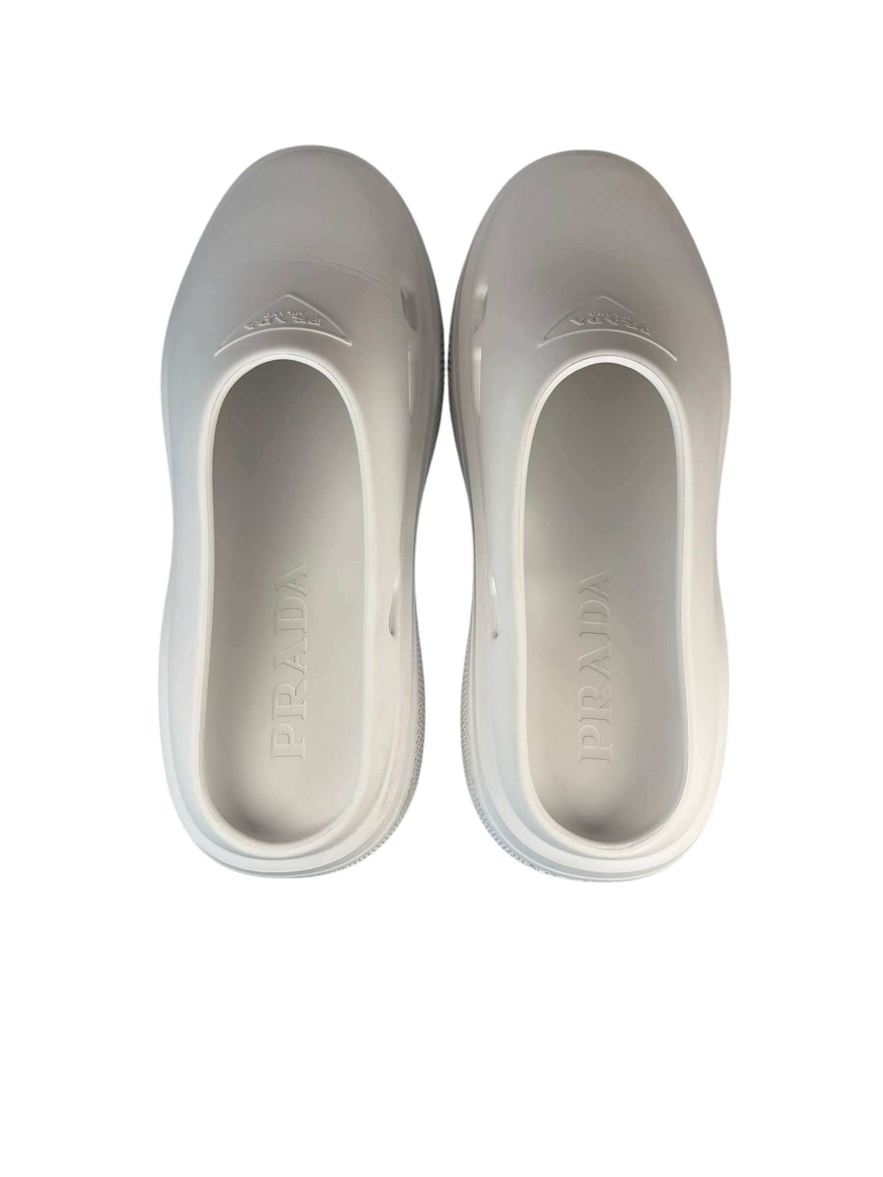 Prada Mellow White Rubber Mules