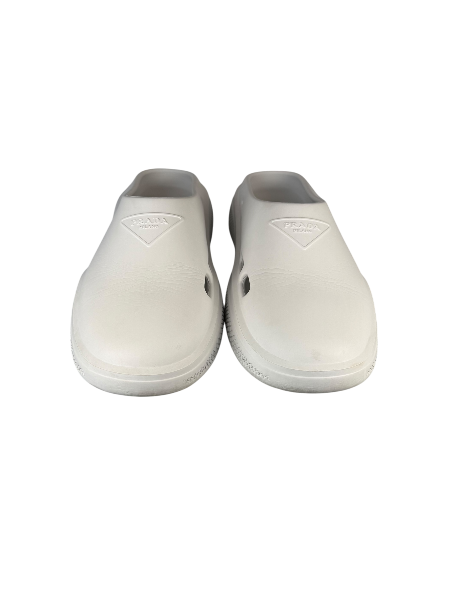 Prada Mellow White Rubber Mules