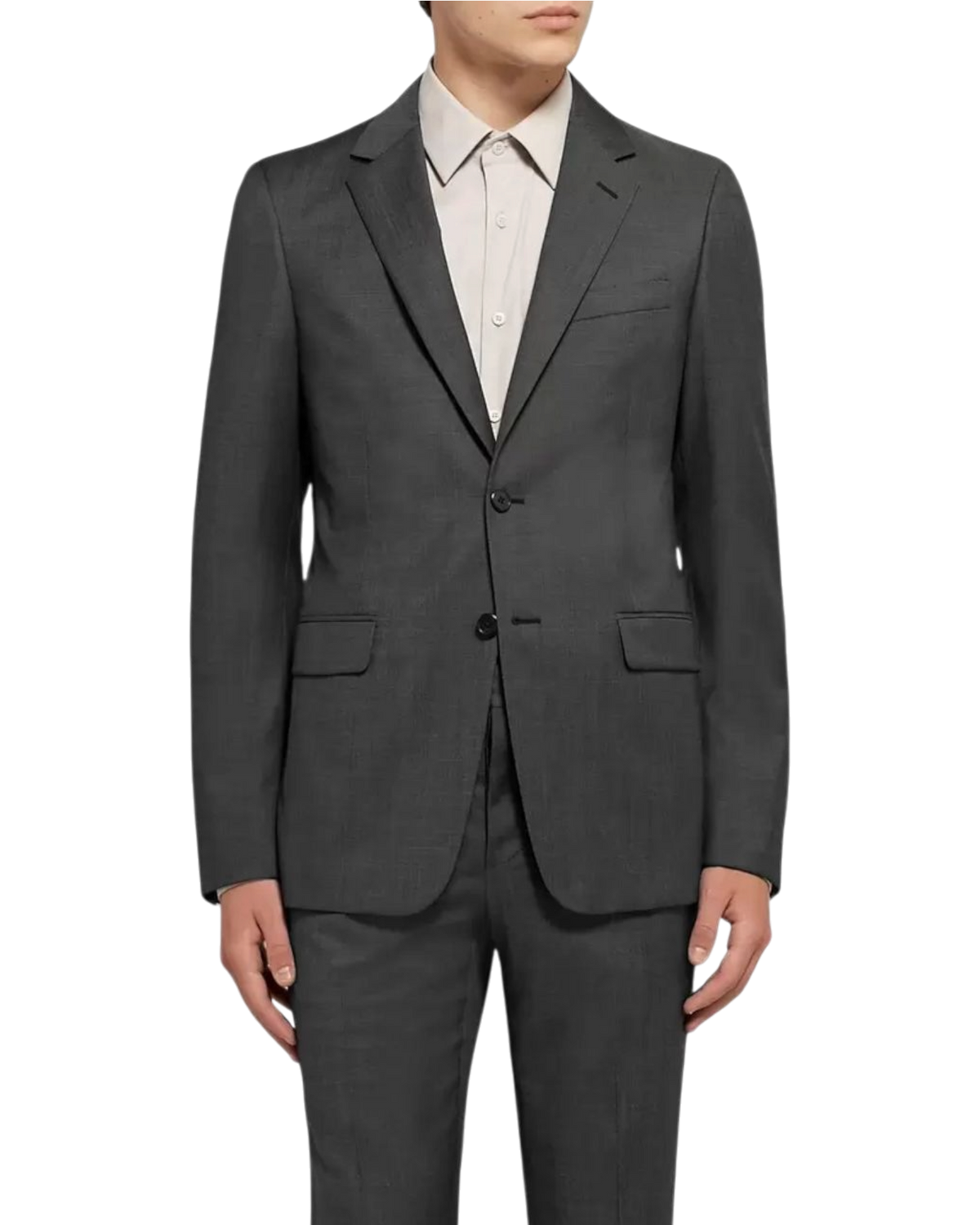 Prada Single-Breasted Mohair & Wool Blazer — Grey, Size US 36 / IT 46