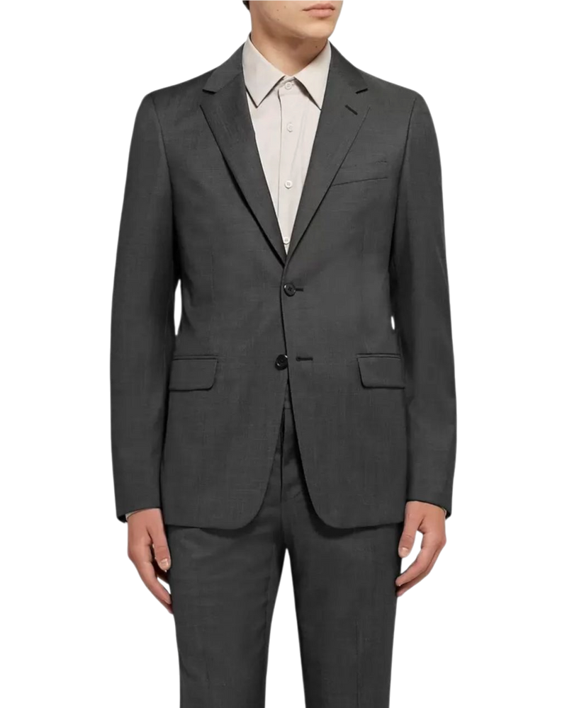 Prada Single-Breasted Mohair & Wool Blazer — Grey, Size US 36 / IT 46