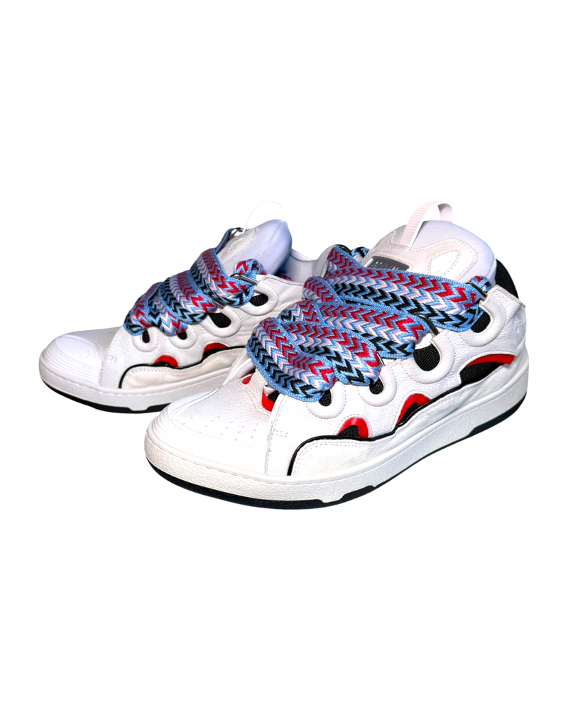Lanvin Curb Sneakers in Off-White Suede