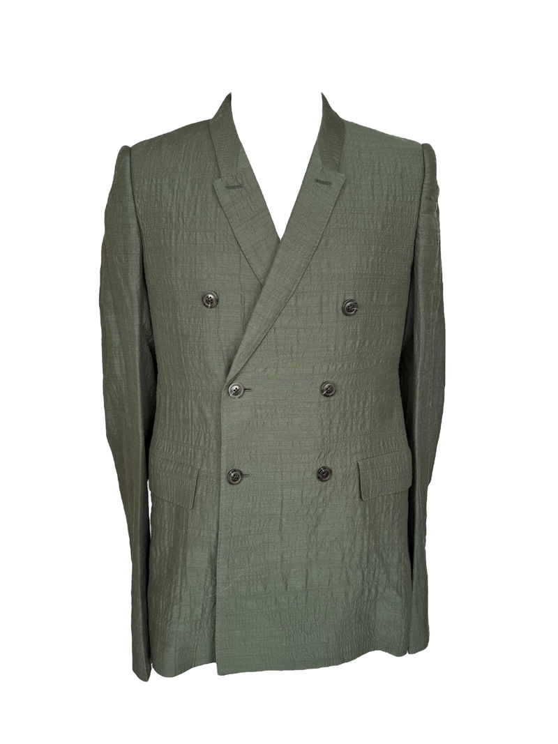 Rick Owens Doubled-breasted Crinkled Wool Blend Blazer