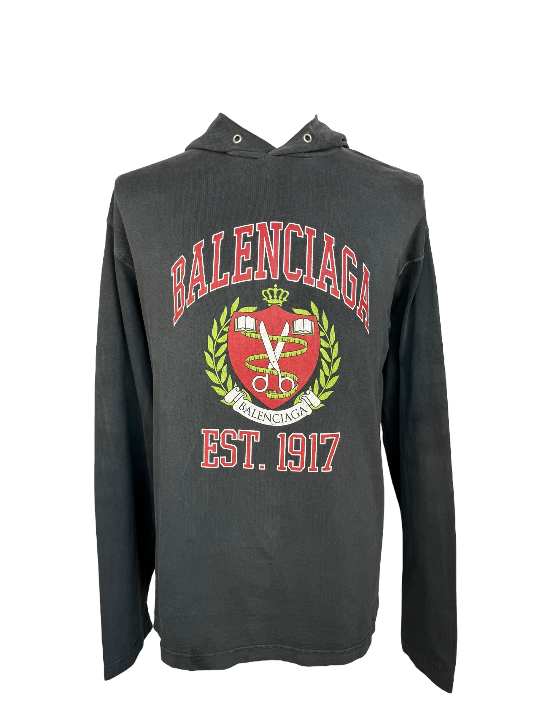 Balenciaga College Hooded Long Sleeve T-Shirt