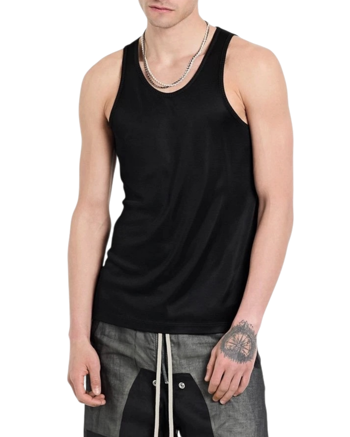 Tom Ford Satin Jersey Tank — Black, Size US M / IT 48