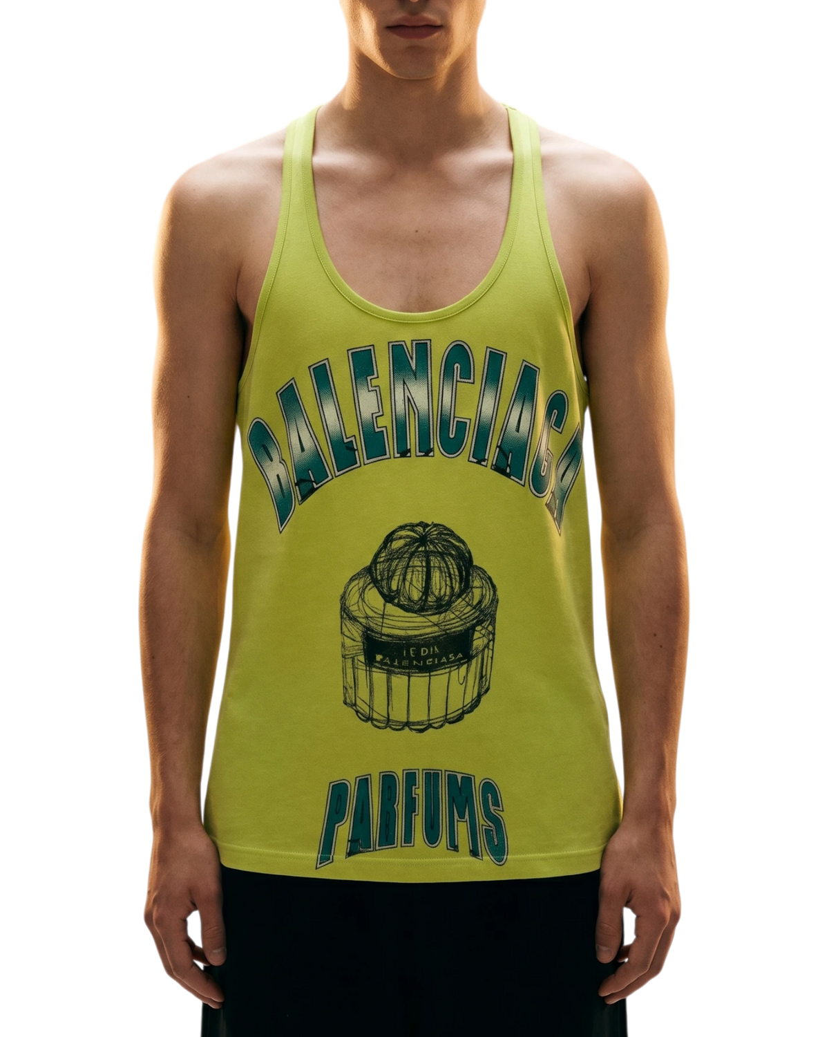 Balenciaga 2004 Le Dix Parfums Graphic Tank Top — Lime Green, Size XS/FR 36